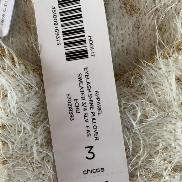 Chico’s Eyelash Shine Sweater Sz 3 - Picture 5 of 6